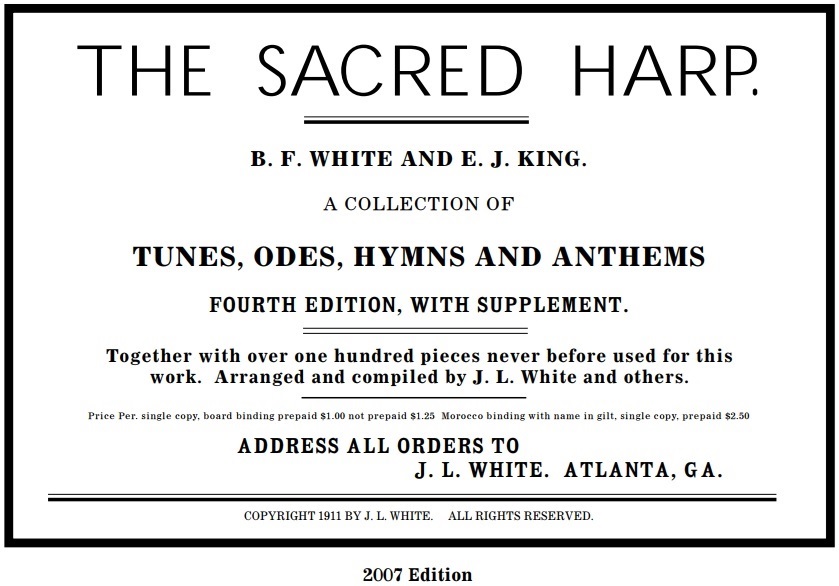 Title page for The Sacred Harp, Fourth Edition, with Supplement